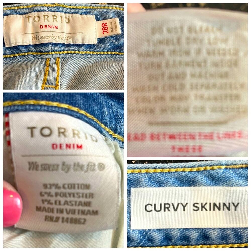 Torrid Women's Jeans Curvy Skinny 12" High Rise Ankle Light Wash Plus Size 28 - Picture 7 of 8